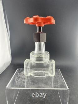 Rare! Vintage Lanzagorta Tequila Bottle Clear Glass Industrial Pipe Gate Valve