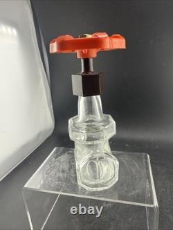 Rare! Vintage Lanzagorta Tequila Bottle Clear Glass Industrial Pipe Gate Valve