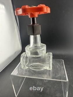 Rare! Vintage Lanzagorta Tequila Bottle Clear Glass Industrial Pipe Gate Valve