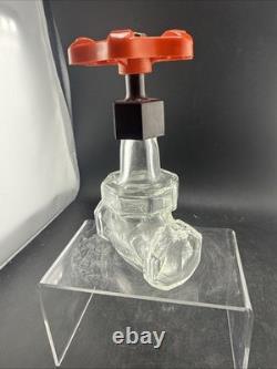 Rare! Vintage Lanzagorta Tequila Bottle Clear Glass Industrial Pipe Gate Valve