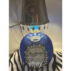 Rhinestone Don Julio Tequila Bottle Lamp, Cobalt Blue Decor