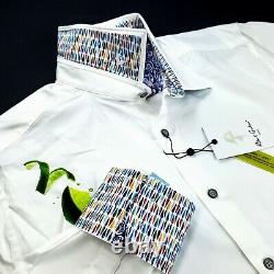 Robert Graham Embroidered Tequila Lime Cocktail Motif Geometric White Shirt 2XL