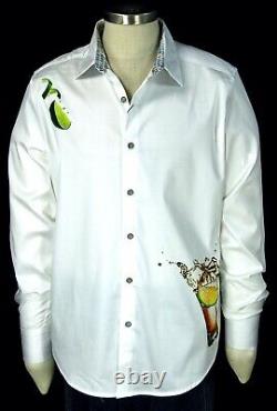 Robert Graham Tequila NWT White Lime & Cocktail Motif Sport Shirt Large
