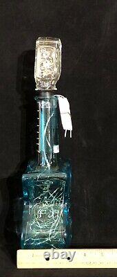 RockNRollLightedBlue Glass GuitarEmpty Tequila BottleBar Decor 14HX6X2