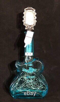 RockNRollLightedBlue Glass GuitarEmpty Tequila BottleBar Decor 14HX6X2