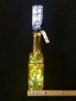 RockNRoll LightedTequilaAmber Glass Guitar BottleEmptyBar Decor 14