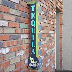 Rustic 3D Tequila Sign Metal Wall Art Decor 40 Lighted Tin Marquee Home Bar Pub