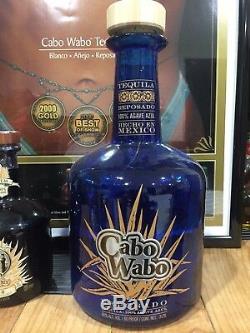 Sammy Hagar 3 Liter 4th Generation BLUE Cabo Wabo Tequila Promo Display Bottle