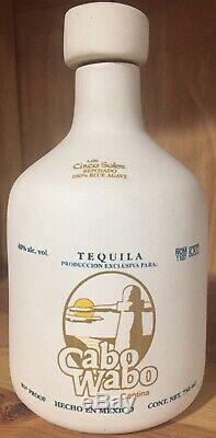 Sammy Hagar Original 1st Cabo Wabo Ceramic White Tequila Bottle Rare Gold Label