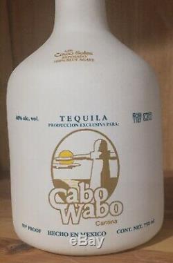 Sammy Hagar Original 1st Cabo Wabo Ceramic White Tequila Bottle Rare Gold Label