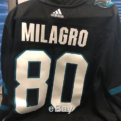 San Jose Sharks Official Adidas #80 Milgaro Tequila Jersey Size 54 BRAND NEW