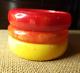 Set Of 3 Marbled Swirl Tequila Sunrise Bakelite Bracelets Yellow Coral Red Retro