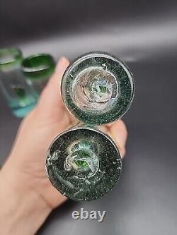 Set Of 4 Mexican Tequila Shot Glasses Handblown With Prickly Pear Cactus Inside