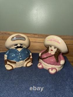 Set Of Tequila Decanters PANCHO PISTOLAS AND LA PRIMA DE PANCHO MEXICO. No Chips