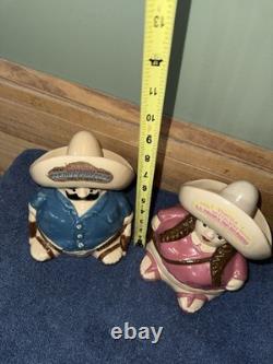 Set Of Tequila Decanters PANCHO PISTOLAS AND LA PRIMA DE PANCHO MEXICO. No Chips