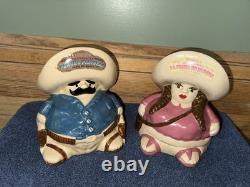 Set Of Tequila Decanters PANCHO PISTOLAS AND LA PRIMA DE PANCHO MEXICO. No Chips