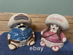 Set Of Tequila Decanters PANCHO PISTOLAS AND LA PRIMA DE PANCHO MEXICO. No Chips