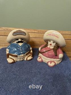 Set Of Tequila Decanters PANCHO PISTOLAS AND LA PRIMA DE PANCHO MEXICO. No Chips