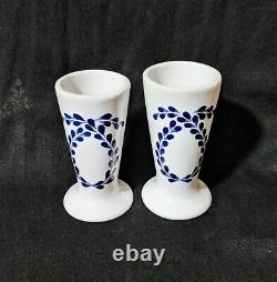 Set of 2 Tequila Clase Azul Hand Painted White Blue Shot Glass 4