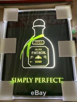 Silver Patron Tequila Simply Perfect Glass Light Up Sign