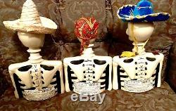 Skull Tequila Bottles All 3 Skelly Anejo, Reposado, Blanco. Super Collection