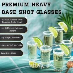 Skull Tequila Decanter Set Handmade Glass Skull Liquor Decanter with 6 Shot Gl