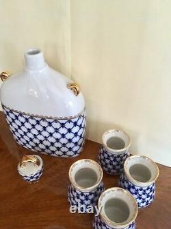 Spirits Drinking Set with Shot Glasses Vintage Porcelain Unique Pattern