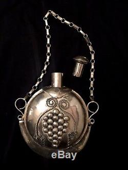 Sterling Silver Grape Flask Made In Mexico For Wine, Mezcal or Tequila