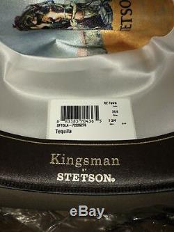 Stetson + Kingsman Tequilas Statesman Leather Trimmed Felt Cowboy Hat Size 7 3/4