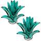 Sunnydaze 2 Outdoor Tequila Agave Metal Plant Statues Turquoise 11.25-inch