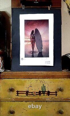 Surfer Girl at Sunset, Patron Tequila series, 22'x 15'x Signed Fairchild Paris