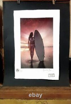 Surfer Girl at Sunset, Patron Tequila series, 22'x 15'x Signed Fairchild Paris