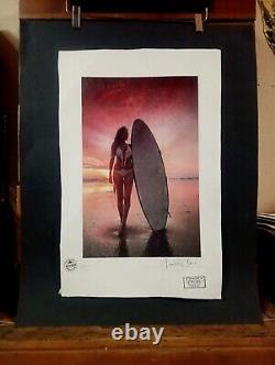 Surfer Girl at Sunset, Patron Tequila series, 22'x 15'x Signed Fairchild Paris