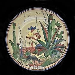 TEQUILA Agave Harvester EL TLACHIQUERO Mexican Pottery Wall Charger XL