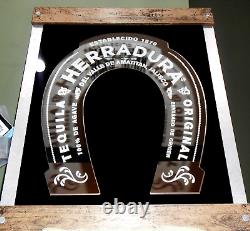 TEQUILA HERRADURA ORIGINAL EST. 1870 LARGE WOODEN BAR WALL MIRROR 26x21 NOS