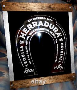 TEQUILA HERRADURA ORIGINAL EST. 1870 LARGE WOODEN BAR WALL MIRROR 26x21 NOS