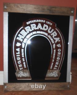 TEQUILA HERRADURA ORIGINAL EST. 1870 LARGE WOODEN BAR WALL MIRROR 26x21 NOS