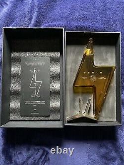 TESLA TEQUILA AÑEJO LIGHTNING EMPTY BOTTLE With Stand and Box Decanter Collectible