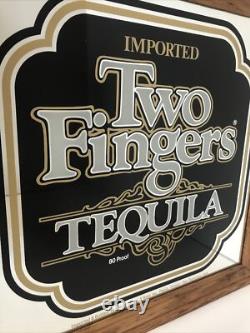 TWO FINGERS Tequila Bar Mirror Sign Liquor 80 Proof 16x16 Frame Mancave Decor