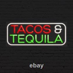 Tacos & Tequila Sign for Retail Displays LED Flex Neon 30W x 12H x 1D