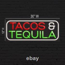 Tacos & Tequila Sign for Retail Displays LED Flex Neon 30W x 12H x 1D