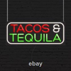 Tacos & Tequila Sign for Retail Displays LED Flex Neon 30W x 12H x 1D