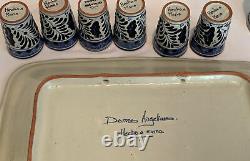 Talavera Tequila Set Wall Hang Platter, Decanter, 6 Shot Glasses, Salt Shaker