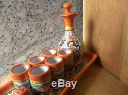 Talavera tequila set, tequila decanter, decanter, custom shot glasses CM119