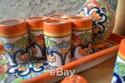 Talavera tequila set, tequila decanter, decanter, custom shot glasses CM119