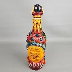 Teotihuacan Carved Tequila Bottle Obsidian Stone Aztec Mexican TIKI Booze