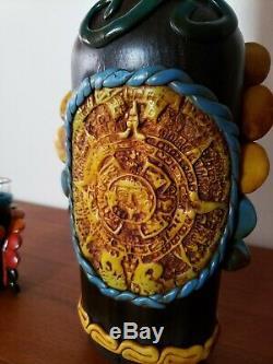 Teotihuacan Tequila Bottle Aztec Stone Obsidian Mexican Folk Art 17 + 2 Shot