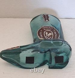 Tequila Boot Bottle-Wood Base 2 Shot Glasses Limited Edition of Mexico Origina