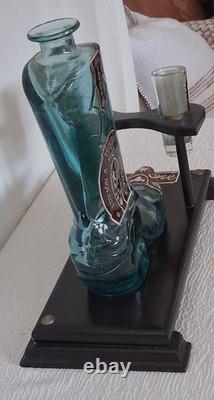 Tequila Boot Bottle-Wood Base 2 Shot Glasses Limited Edition of Mexico Origina