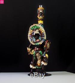 Tequila Bottle Obsidian Stone Shaman Warrior Aztec Mayan Calendar with Shot Glass